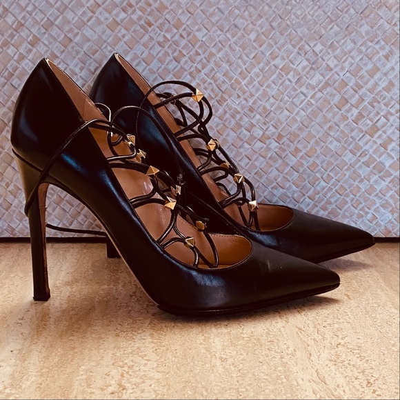 Valentino - Black Lace up Pumps - Picture 10 of 16